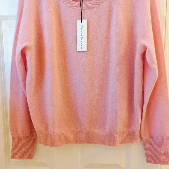 NEW White + Warren Essential cashmere easy sweatshirt in Pink - Picture 4 of 6